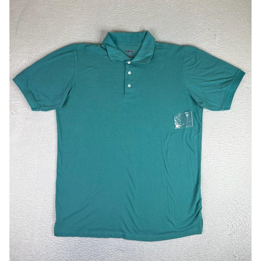 KingSize Polo Shirt Mens Big 1X XL Green Short‎ Sleeve Solid Cotton 59-0188-9